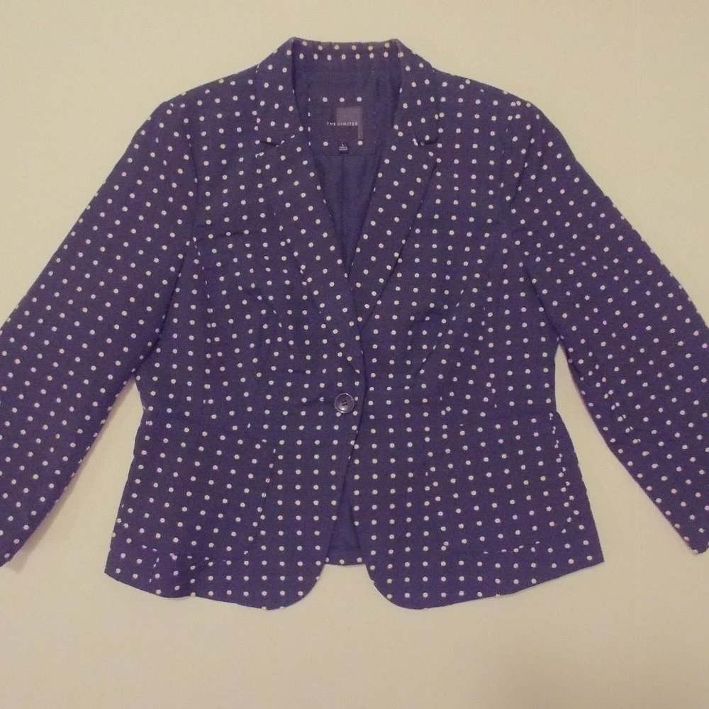 The Limited Dark Blue White Polka Dot Suit Blazer
